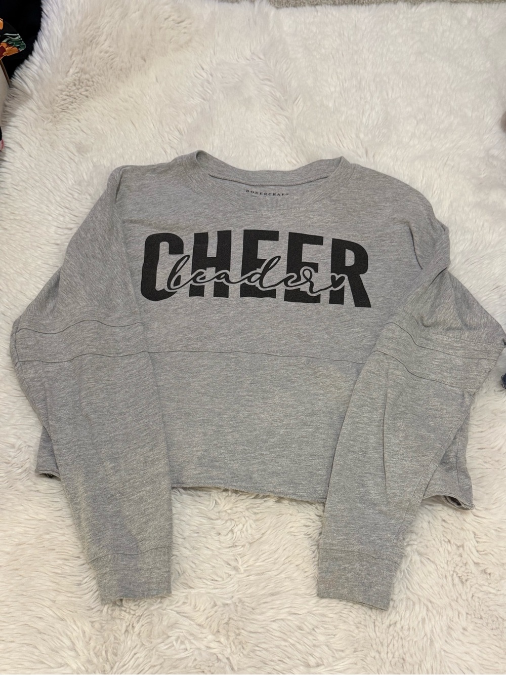 boxercraft Grey CHEER Cropped Sweatshirt